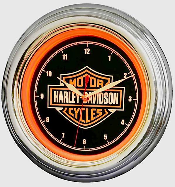 Awesome HARLEY DAVIDSON Working Orange Neon Wall Clock (1 of 1)