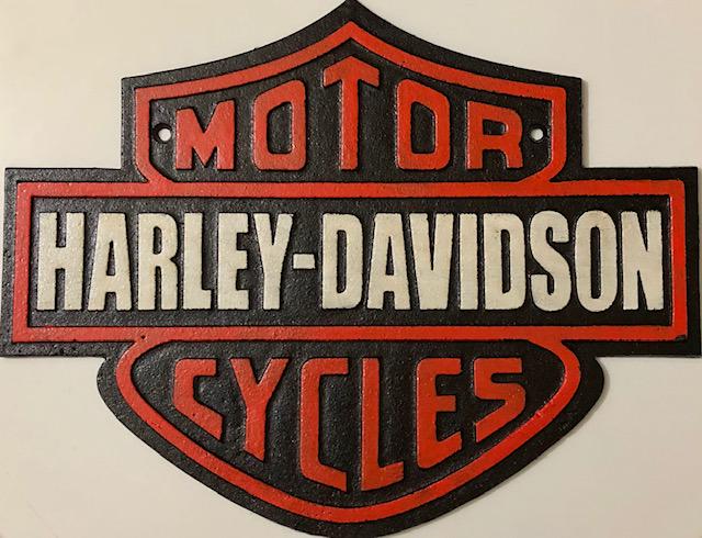 Cast Iron HARLEY-DAVIDSON Shield Logo Advertising Sign: 14 x 10 - Awesome Piece