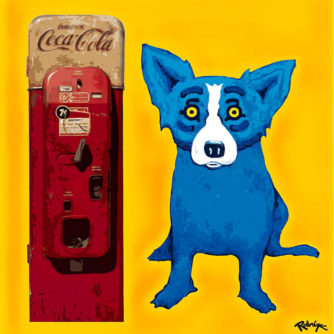 Rodrigue Blue Dog COCA-COLA Print Art on Canvas: 16 x 16 / Does Not Come Framed / Shipped out in a Mailing Tube / This is Not an Original Oil / This is a Print