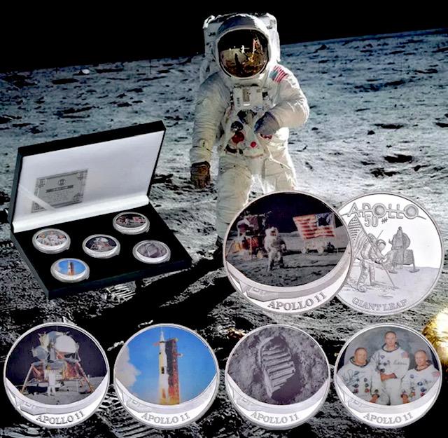 NASA Apollo 11 Commemorative Clad Silver Coin Set w/COA (1 of 4)