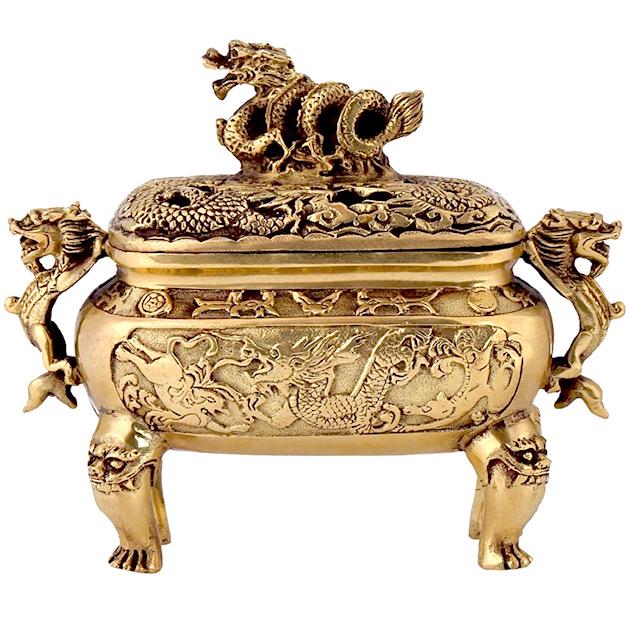 Ornate Chinese Hallmarked Gold Dragons Censor (1 of 5)