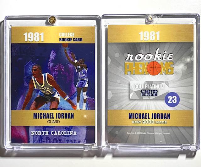MICHAEL JORDAN Rookie Phenoms Basketball Card: Limited Edition Rookie Phenoms Gold Platinum Basketball Card / Encased / Beautiful Condition