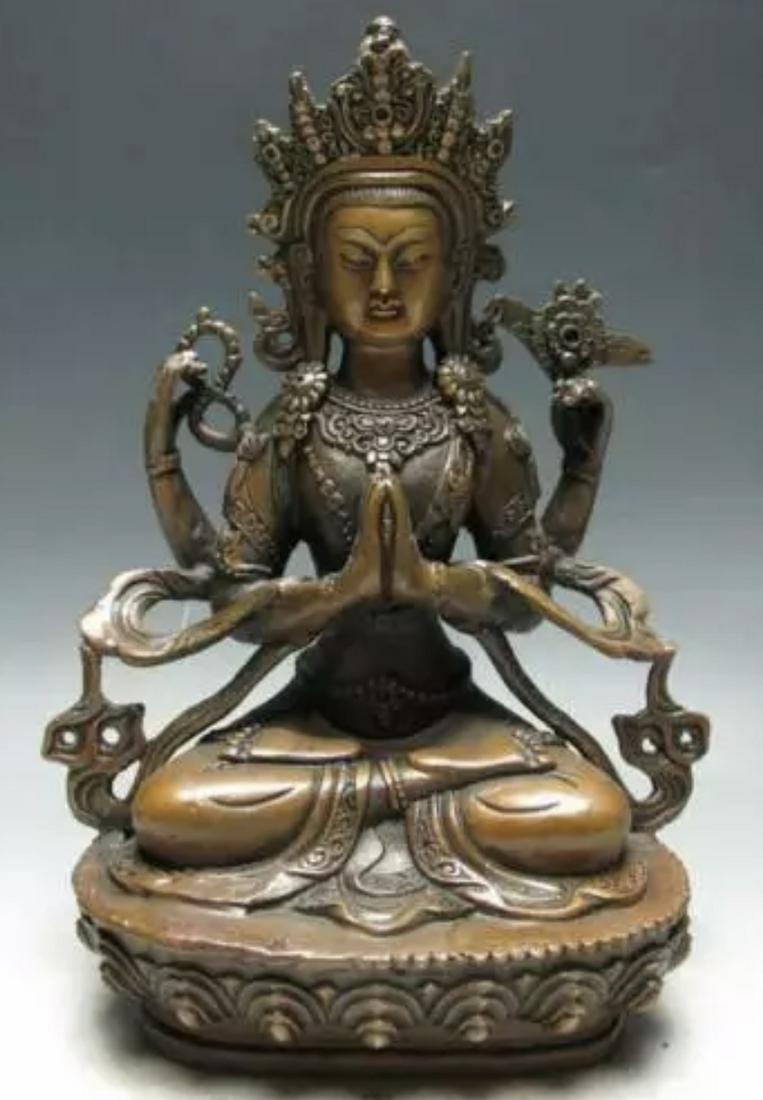 Early Bronze Seated Tibetan Deities Buddha Statue (1 of 4)