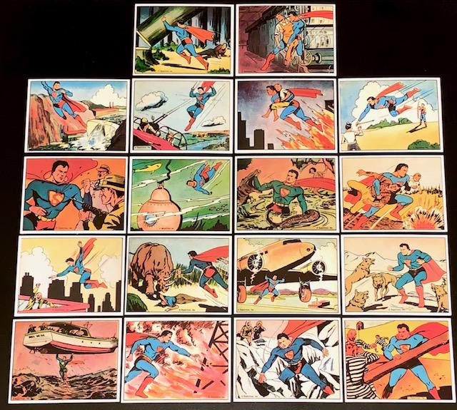 1940 Superman Gum RP Trading Cards / Lot of 18 / B: Group D / Lot of 18 in Beautiful Condition / These Cards are Limited Edition REPRINTS from 1984