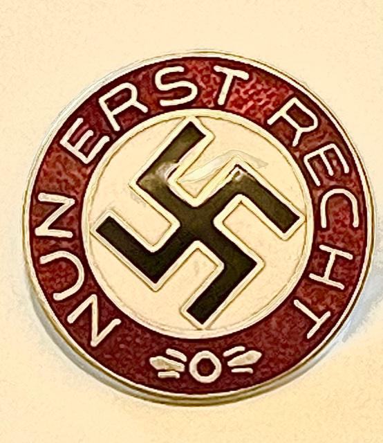 WW2 Nazi Germany Nun Erst Recht Enameled Pin: Multiple Photos Posted - This item came from an Estate Sale Liquidation / The Previous Owners Claimed they were Surplus items but We do not know for sure therefore they are being Sold as Reproductions