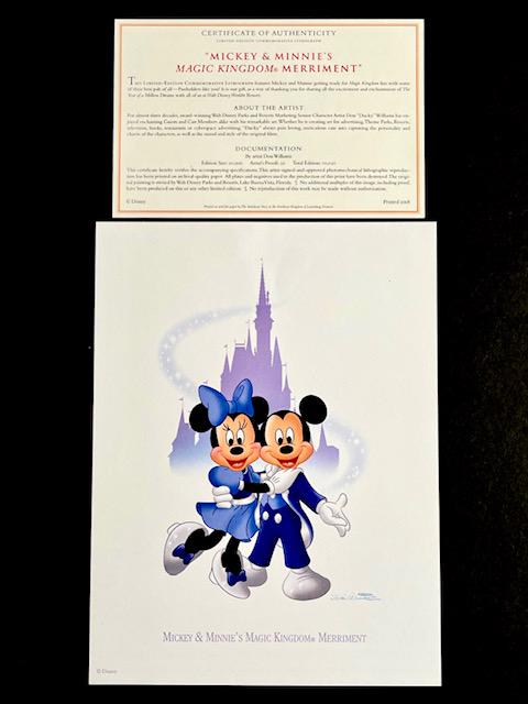 MICKEY & MINNIE MOUSE Lithograph by Don Williams w/COA (1 of 1)