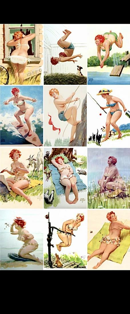 Lot of 12 Risque HILDA CHUBBY Collector Postcards / A: Hilda Chubby by Duane Bryers / Beautiful Condition