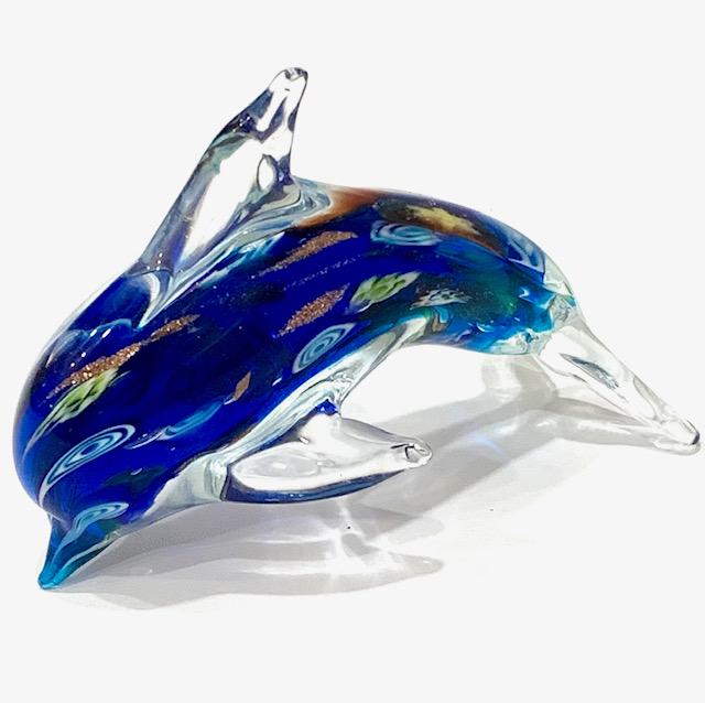 Gorgeous MURANO Millefiori style Art Glass Dolphin (1 of 2)
