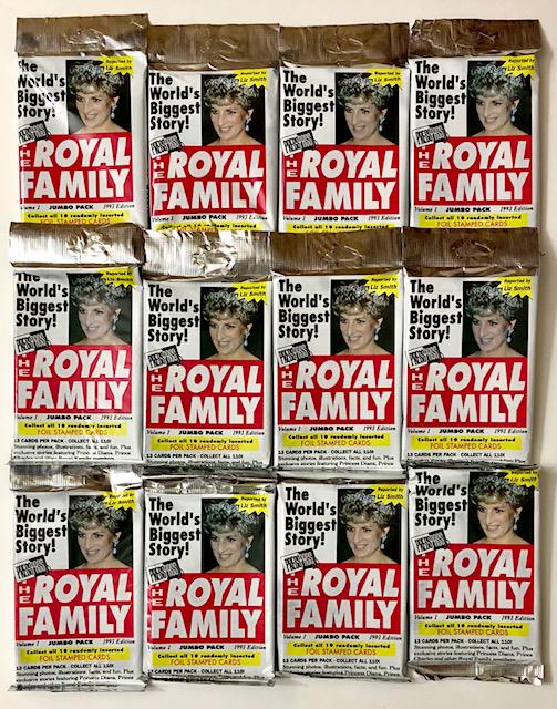 12 ROYAL FAMILY 1st Ed. Jumbo Packs of Trading Cards: LOT OF 12 Sealed 1 st Edition Foil Packs of Trading Cards