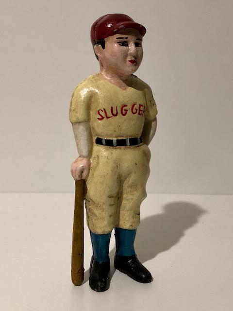 Vintage Cast Iron Baseball Player Babe Ruth? Coin Bank (1 of 2)
