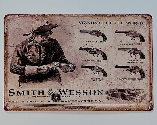 SMITH & WESSON Gun Standards of the World Metal Sign: Approximately 16 X 12.5 Inches Great Looking Retro Sign