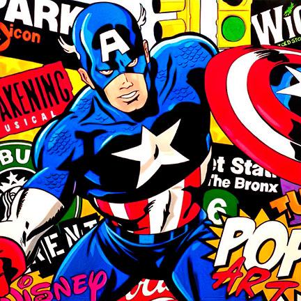Steve Kaufman Pop Art Captain America Canvas Print