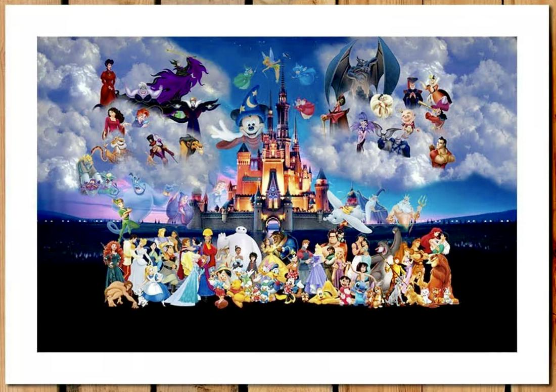 WALT DISNEY Movie Character Ensemble Canvas Art Print: 12 x 18 / Not an Original Oil / This is a quality Print on Canvas / Does Not Come Framed / Shipped in a Mailing Tube