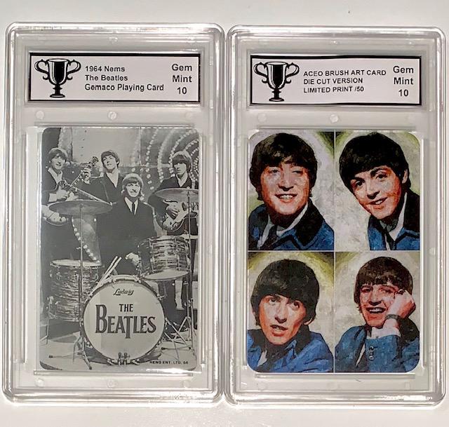 Lot of 2 The BEATLES 1964 Crd and 1 of 50 Brush Art Crd: Both Gem Mint 10 - Multiple Photos Posted