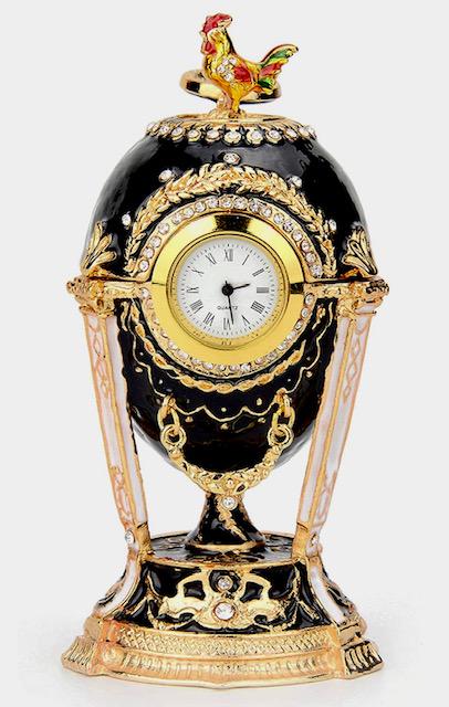 FABERGE Jeweled & Enameled Egg w/Clock and Rooster Top (1 of 4)