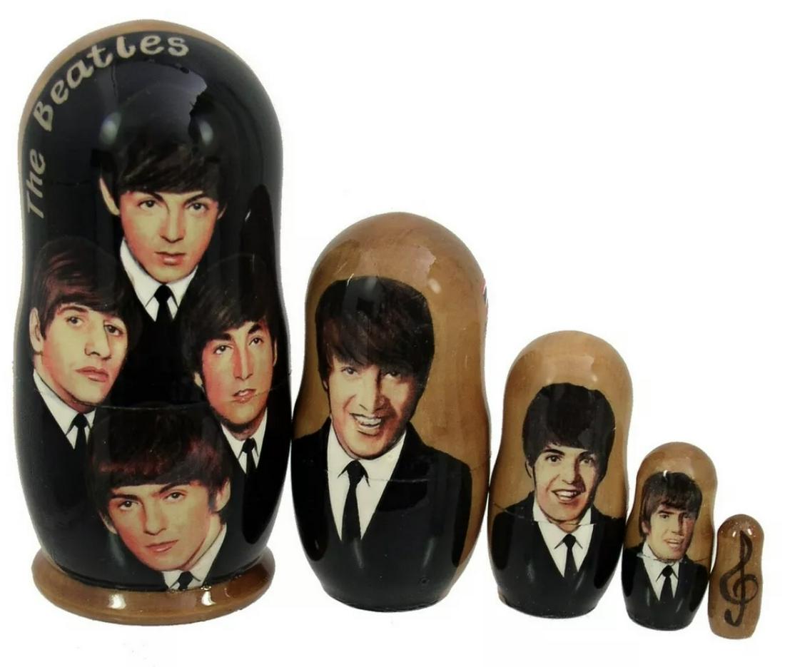 The BEATLES Russian Made Hand Painted Nesting Dolls (1 of 1)