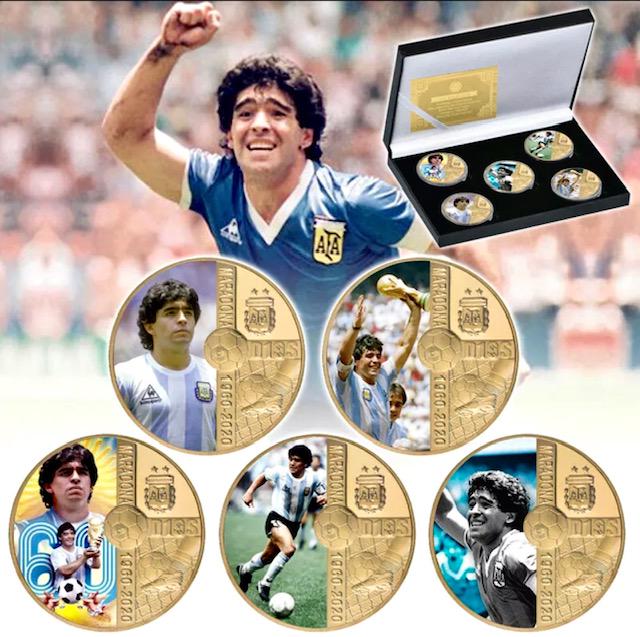 Argentina Soccer Legend DIEGO MARADONA Gold Coin Set (1 of 5)