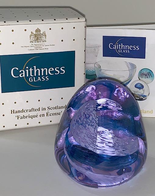 Etch Signed CAITHNESS Scotland Art Glass Paperweight: Beautiful Piece â€“ Comes with Original Box & Velvet Storage Bag â€“ Never Displayed
