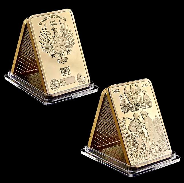 WW2 Germany Russia Stalingrad .999 Reichs Gold Clad Bar: WW2 1942-1943 Germany and Russia Stalingrad Battle - Encapsulated â€“ This is a Novelty Gold Plated Bar containing No Precious Metals â€“ This should not be purchased as an investment â€�