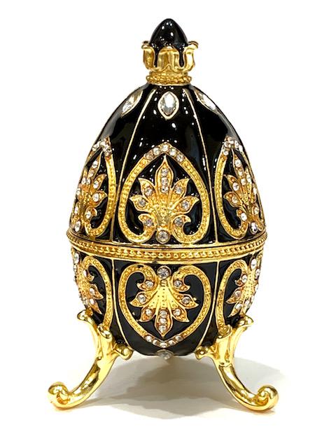 Elegant FABERGE Black Enameled Egg Trinket/Jewelry Box (1 of 5)