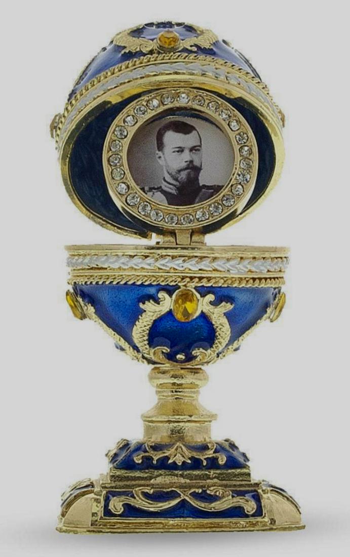 Gorgeous FABERGE Portrait Enameled Egg Trinket Box (1 of 5)