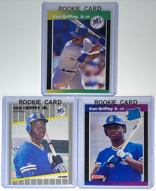 Lot of 3 KEN GRIFFEY Jr. Rookie Baseball Cards (1 of 2)
