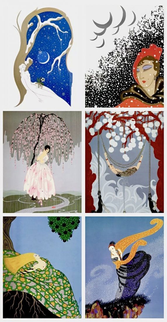 Lot of 6 ERTE Art Deco Art Print Lithographs 8 x 10 -1A (1 of 1)