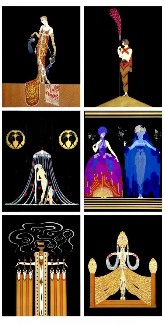 Lot of 6 ERTE Art Deco Art Print Lithographs 8 x 10 -2A (1 of 1)