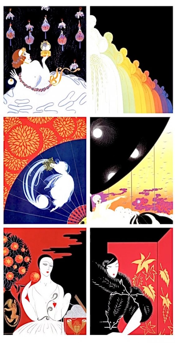 Lot of 6 ERTE Art Deco Art Print Lithographs 8 x 10 -4A (1 of 1)