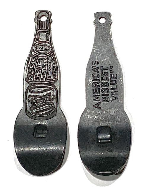 Vintage 2-Sided PEPSI-COLA Metal Fob Bottle Opener: Great Piece - Multiple Photos Posted - Exact Age Unknown