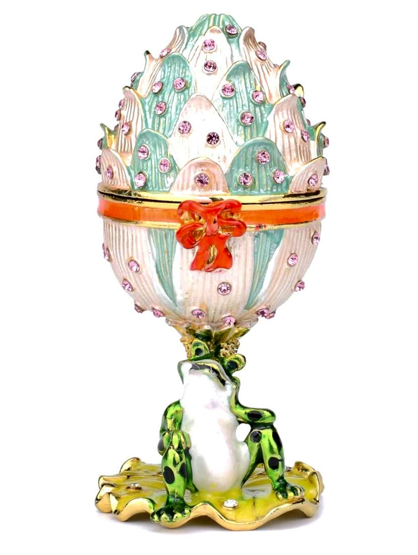 Stunning Russian Enameled Siesta Frog Egg Trinket Box (1 of 2)