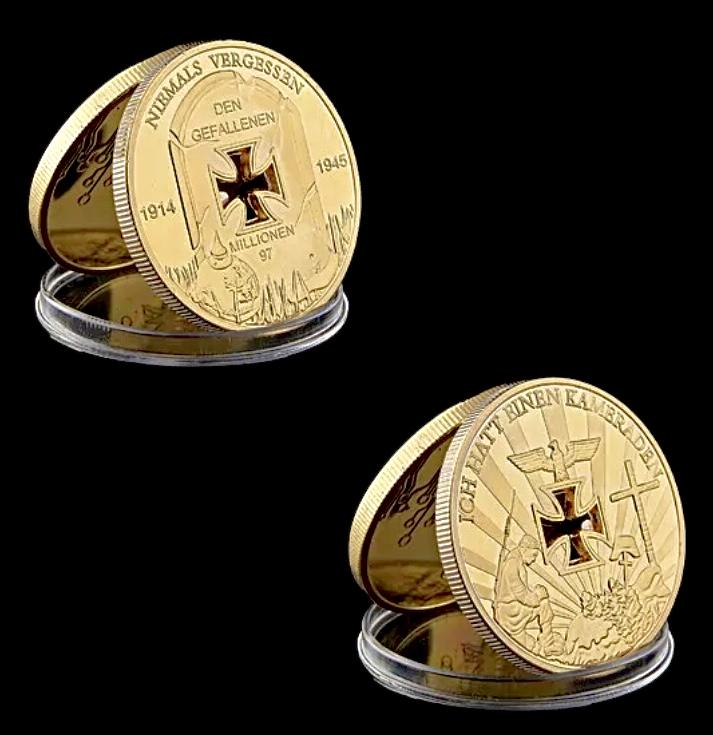 WW1 German Remember our Fallen 1oz Gold Clad Coin: Encapsulated â€“ This is a Novelty Gold Plated Coin containing No Precious Metals â€“ This should not be purchased as an investment â€“ It is simply a collectible novelty item