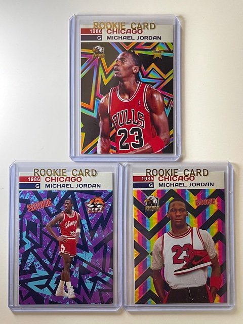 3 Rare MICHAEL JORDAN 1 of 1000 Rookie Basketball Cards: GROUP A - 1985 and 1986 Fierce Rookie Basketball Cards – Each has a Limited Production on 1000 Made – Multiple Photos Posted