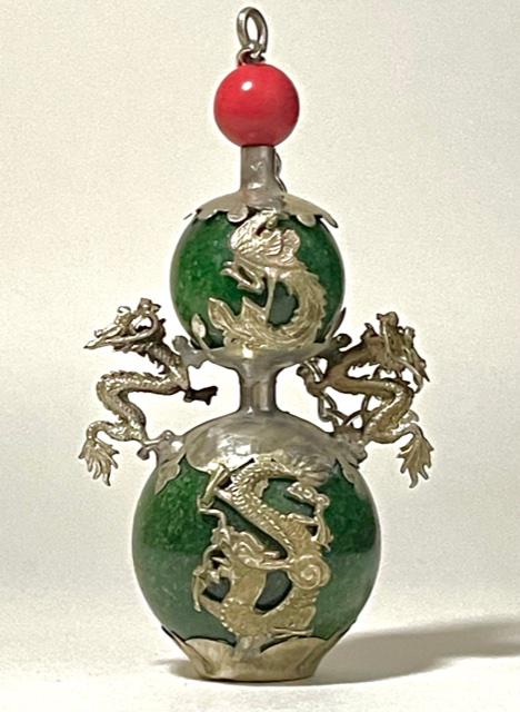Chinese Folk Art Jade Tibet Silver Dragon Snuff Bottle (1 of 4)