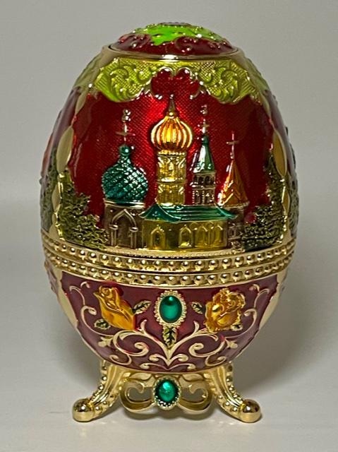 Rare Faberge Inspired Russian Enameled & Jeweled Egg: This is a Gorgeous European Enameled & Jeweled Egg Toothpick Dispenser / Multiple Photos Posted