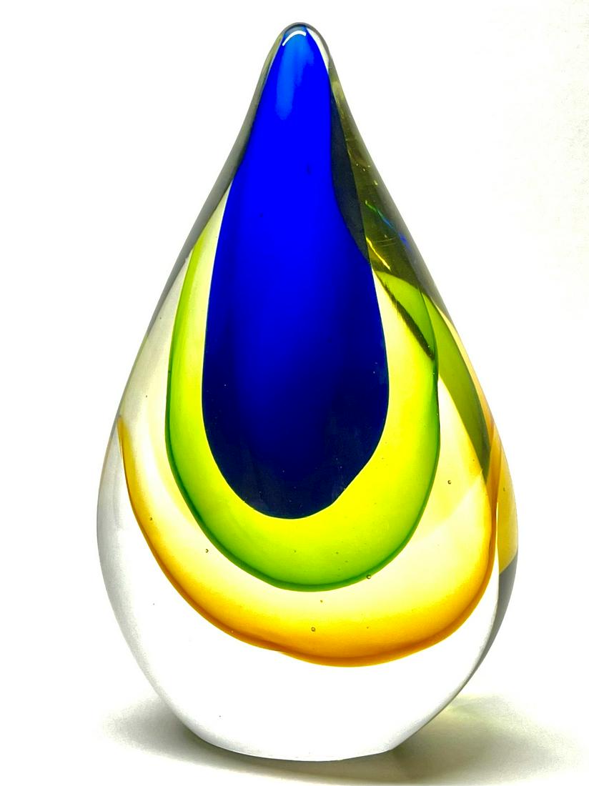 Gorgeous MURANO Art Glass Teardrop Sculpture: Approximately 7 Inches Tall and Weighs Nearly 3 Pounds â€“ Breathtaking Color Combination â€“ Multiple Photos Posted