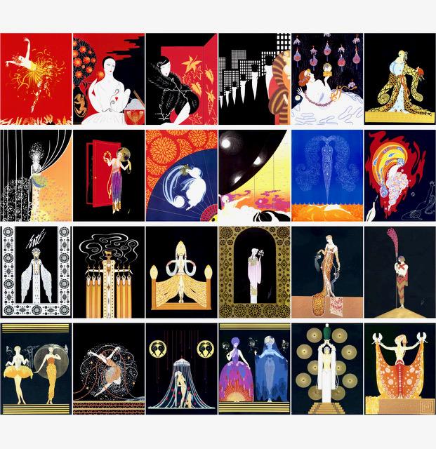 Lot of 24 - ERTE Art Deco Illustrations Postcards: Gorgeous Set in Beautiful Condition â€“ See all Photos