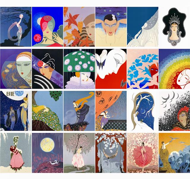 Lot of 24 - ERTE Art Deco Illustrations Postcards: Gorgeous Set in Beautiful Condition â€“ See all Photos