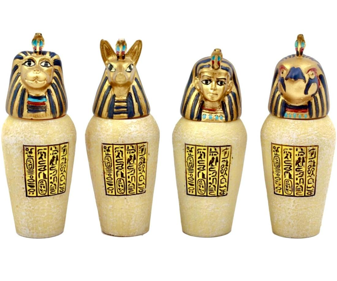Ancient Egypt Set of 4 Sons of Horus Canopic Jars: All are in Perfect Condition â€“ Great Collectible for the Lovers of the Ancient Egyptian Culture â€“ Multiple Photos Posted