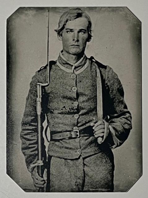 Civil War Tin Type Photo of Soldier Uniform w/Weapons: PLEASE READ Before Bidding - These were Purchased in a High End Estate Sale as Part of a Fairly Large Collection that was in a Binder with 4 Slot Pocket Protectors for Page. The Entire Album Consisted