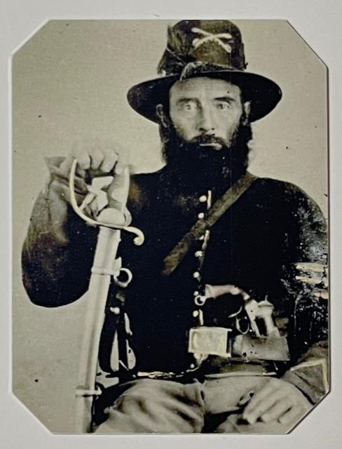Civil War Tin Type Photo of Soldier Uniform w/Weapons: PLEASE READ Before Bidding - These were Purchased in a High End Estate Sale as Part of a Fairly Large Collection that was in a Binder with 4 Slot Pocket Protectors for Page. The Entire Album Consisted