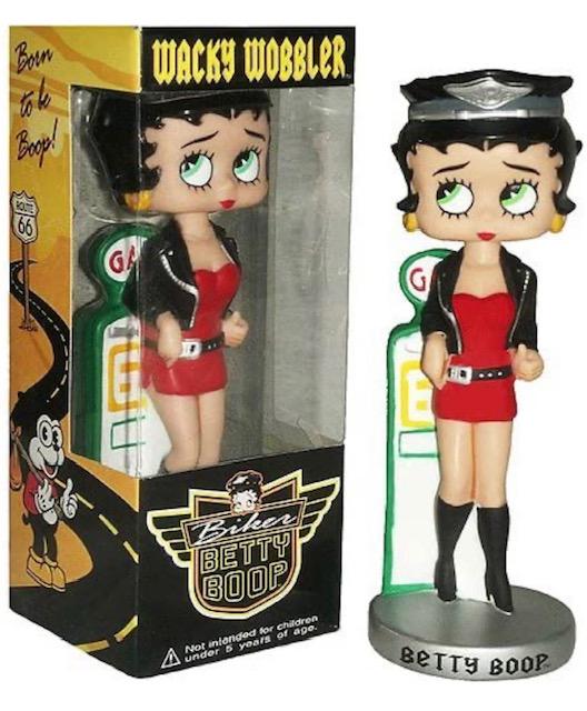 Rare BETTY BOOP Biker Betty Funko Wacky Wobbler in Box: Never Displayed - Awesome Cross Collectible