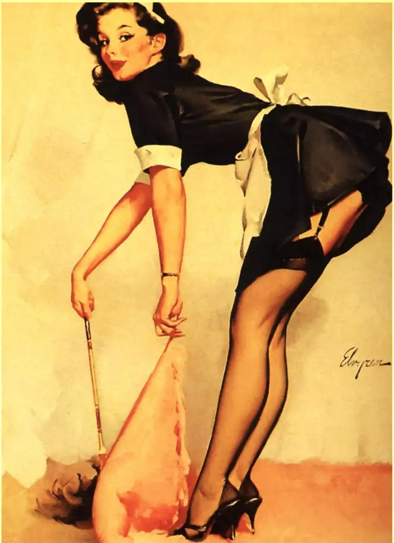 Vintage World War II Sexy Pin up Girl Canvas Art: 14 x 20 / Does Not Come Framed / Comes in a Mailing Tube and is Ready for Framing