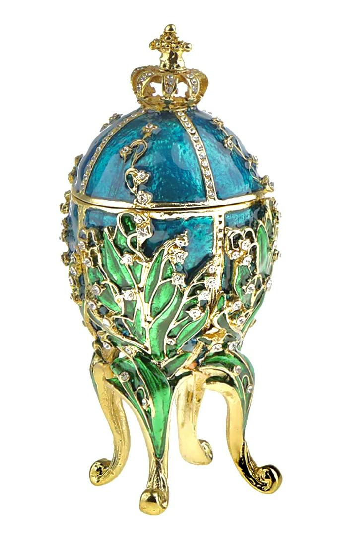 FABEREGE Enameled and Jeweled Lilies of the Valley Egg (1 of 2)