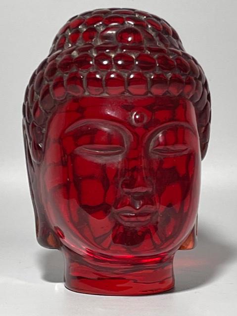 Vintage Molded Chinese Red Amber Deities Buddha Bust (1 of 4)
