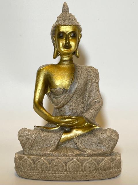 Ornate Gilded Sandstone Deities Praying Buddha (1 of 4)
