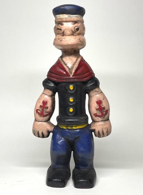 Vintage Cast Iron Large POPEYE Coin Bank Great Patina (1 of 3)