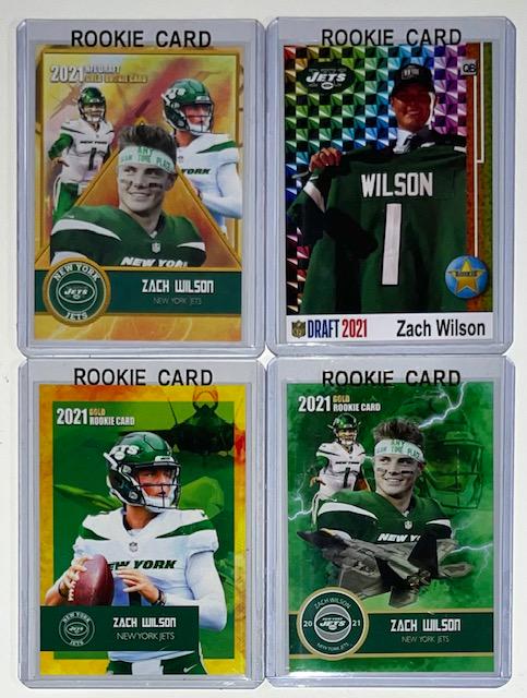 Lot of 4 ZACH WILSON 1 st Round Rookie Football Cards: Beautiful Condition / Multiple Photos Posted