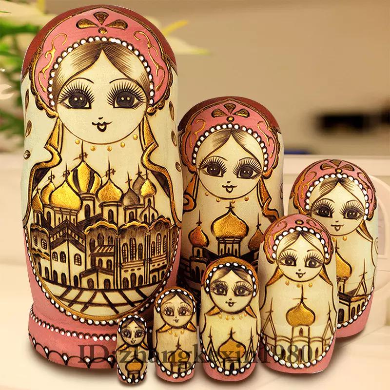 7 Piece Russian Made Hand Painted Nesting Dolls: Set of 7 â€“ Great Set