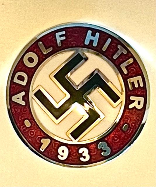 WW2 Nazi German 1933 Adolf Hitler Enameled Pin: Multiple Photos Posted - This item came from an Estate Sale Liquidation / The Previous Owners Claimed they were Surplus items but We do not know for sure therefore they are being Sold as Reproductions